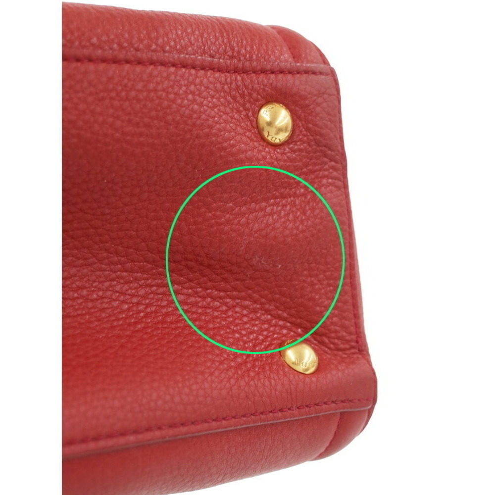 Prada Vitello Daino leather shopping tote bag pebbled leather Red - Picture 7 of 9